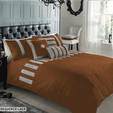 3 Pcs Sequence lace duvet set - Brown